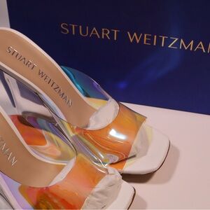 Stuart Weitzman Orange and White Heels Modern Slingback